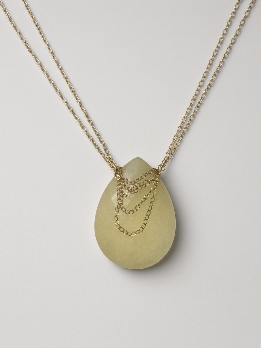 MICHELLE ROY Teardrop Stone Pendant Necklace Gold Chain